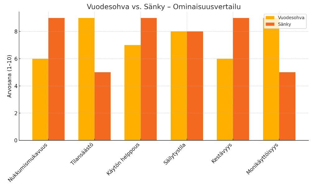 Vuodesohva vai sänky vertailu