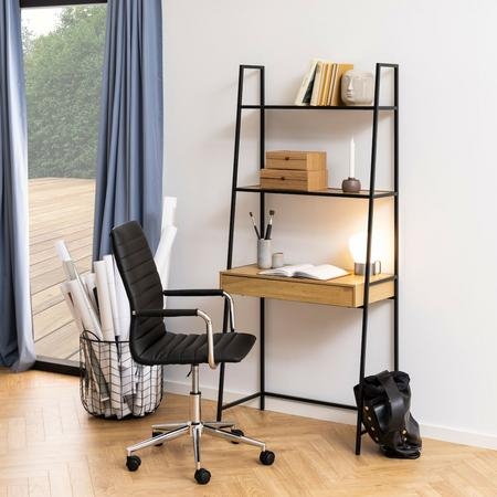 Seaford työpöytä hyllyillä tammi/musta