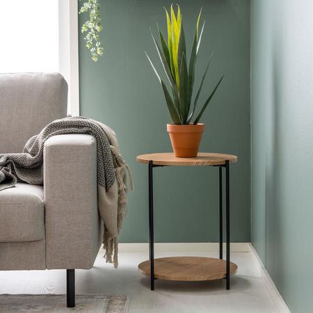 Day Retro pyöreä apupöytä Ø40x50 cm musta/tammen väri