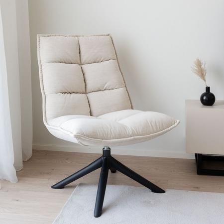 Skandi nojatuoli luonnonvalkoinen Skyland 1, musta jalka