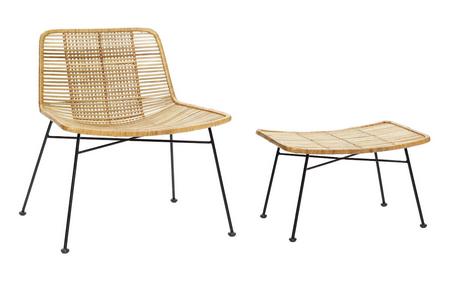 Hübsch rottinki nojatuoli ja rahi