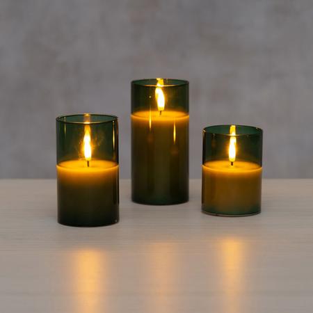 Finnlumor Milton 3D LED lasikynttilät 3 kpl vihreä