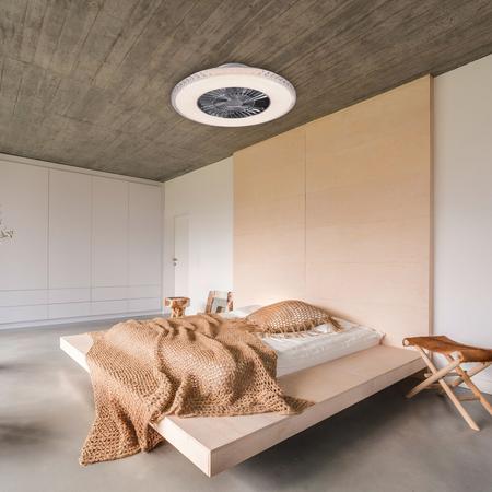 Trio Harstad tuuletin led-kattovalaisin Ø60 cm valkoinen/kromi