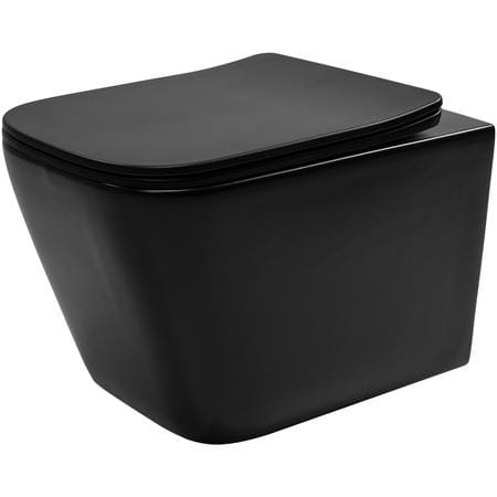 REA Seinä-WC JULIO RIMLESS DUROPLAST/FLAT/ZM MATT musta, 51,5X34,5X30CM