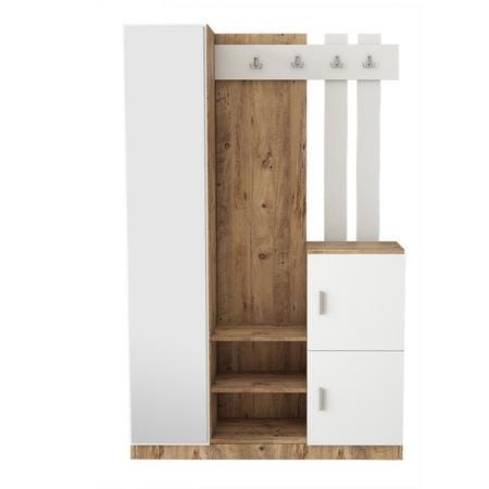 Norda Design Moderni eteiskaappi, Atlantic Pine ja valkoinen, 113,6 x 179,7 x 37,5 cm | 100 % melamiinipinnoitettu, 18 mm paksu