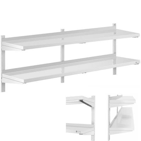 Kaksinkertainen säädettävä seinälle ripustettava tarjoiluhylly STEEL 160 x 40 cm