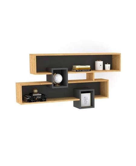 Norda Design moderni seinähylly, safiiri ja antrasiitti, 120 x 72,2 x 22 cm | 100 % melamiinipäällysteinen, 18 mm paksu | Tyylikäs säilytysratkaisu