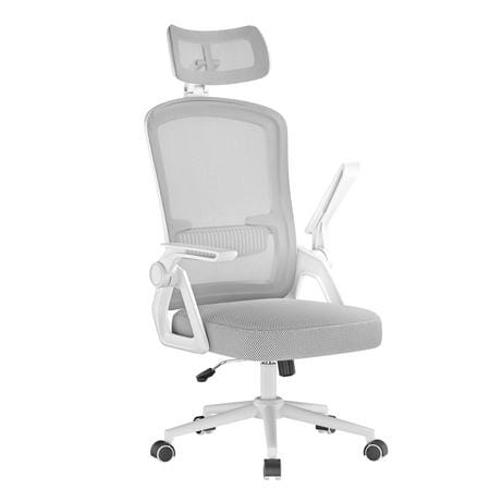 Toimistotuoli M02 ergonominen verkkokangas taitettavat käsinojat korkeussäädettävä kotitoimistoon valkoinen harmaa
