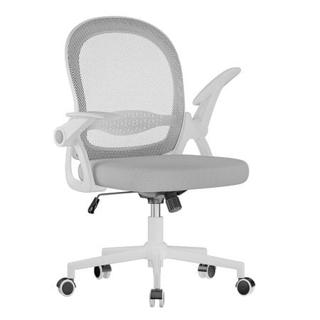 Toimistotuoli G ergonominen verkkokangas taitettavat käsinojat säädettävä korkeus kotitoimistoon valkoinen valkoinen harmaa
